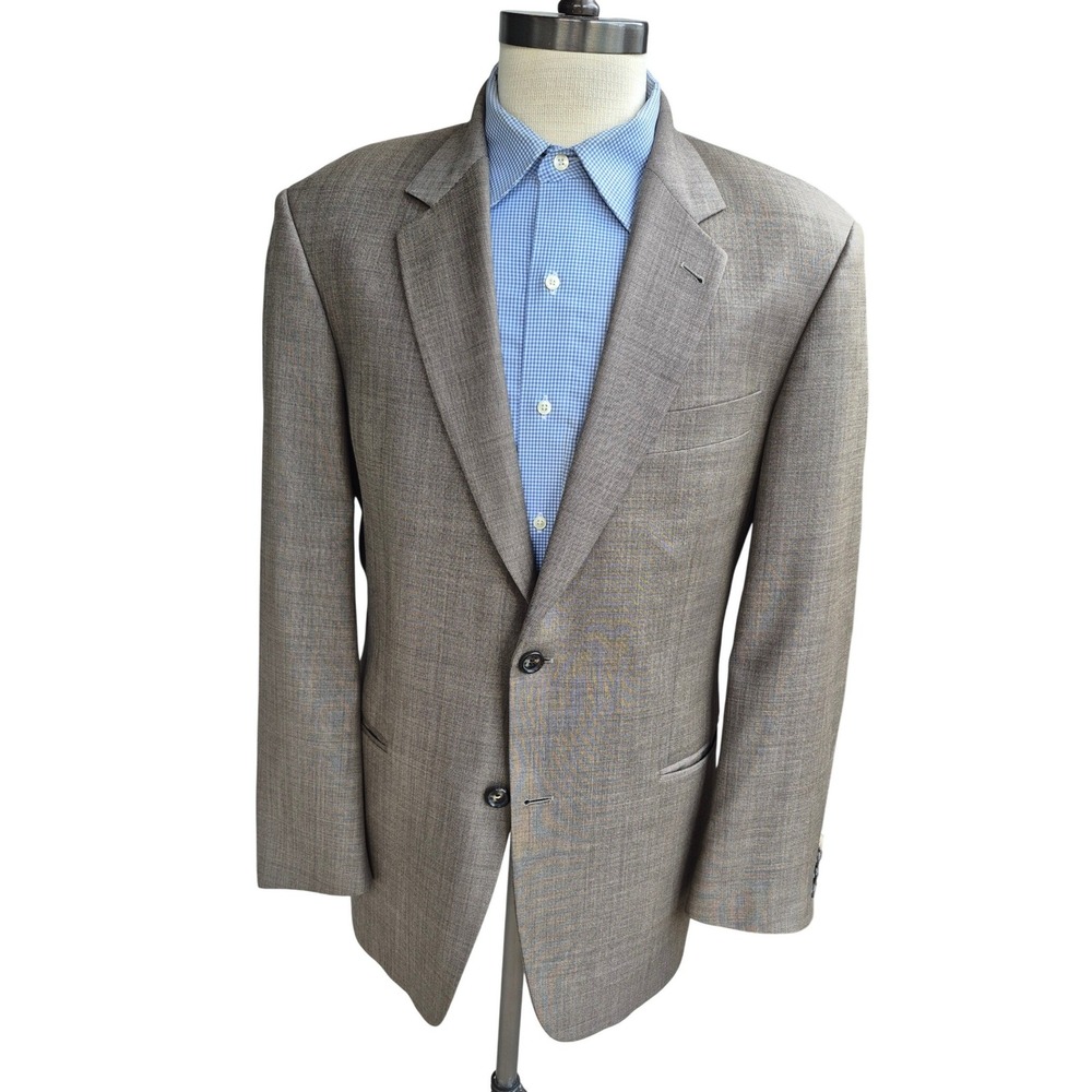 Hugo Boss Vitale Barberis Canonico Super 110s Wool Tan Brown Sport Coat 40 R